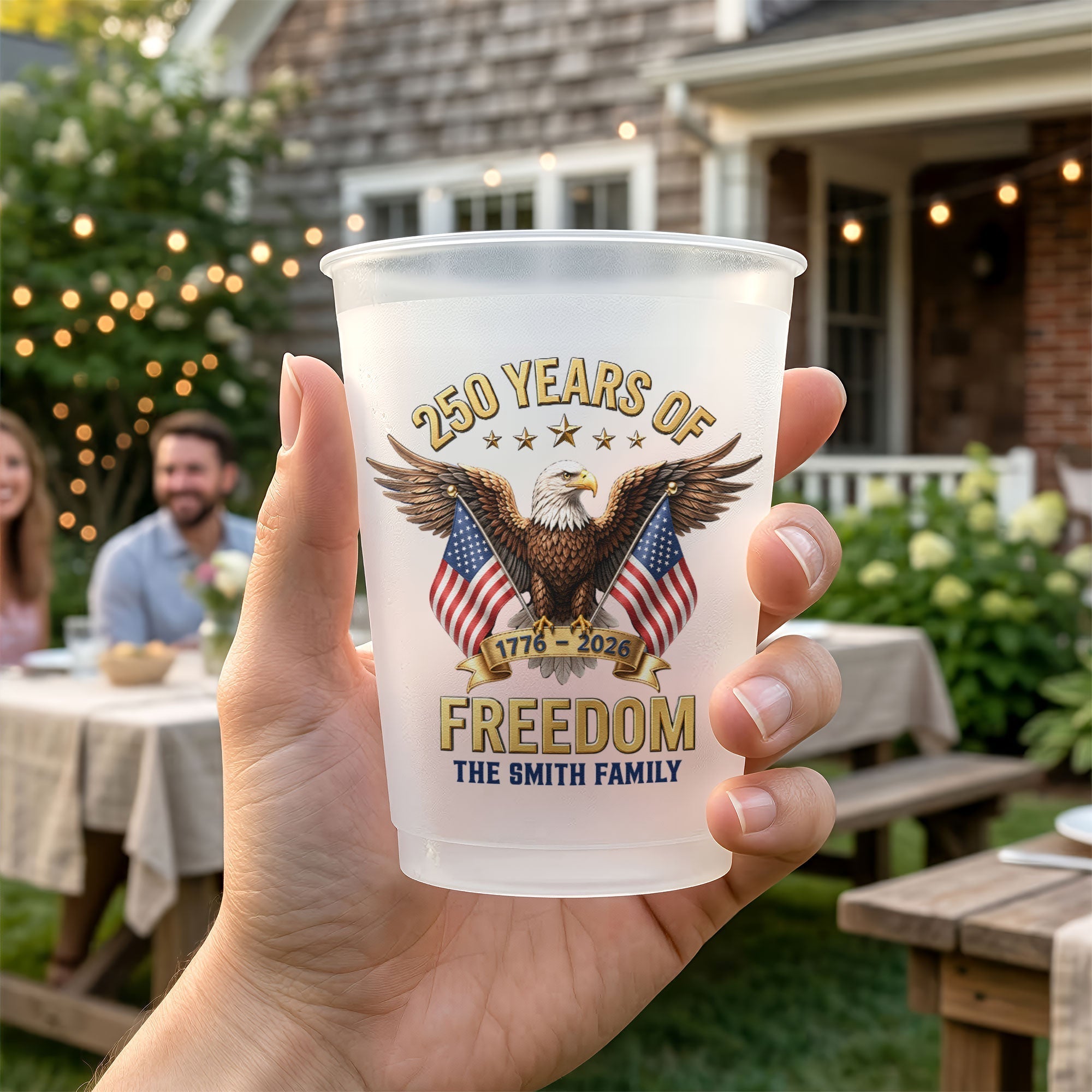 Personalized Frosted Cups American Eagle Design Gift for Family