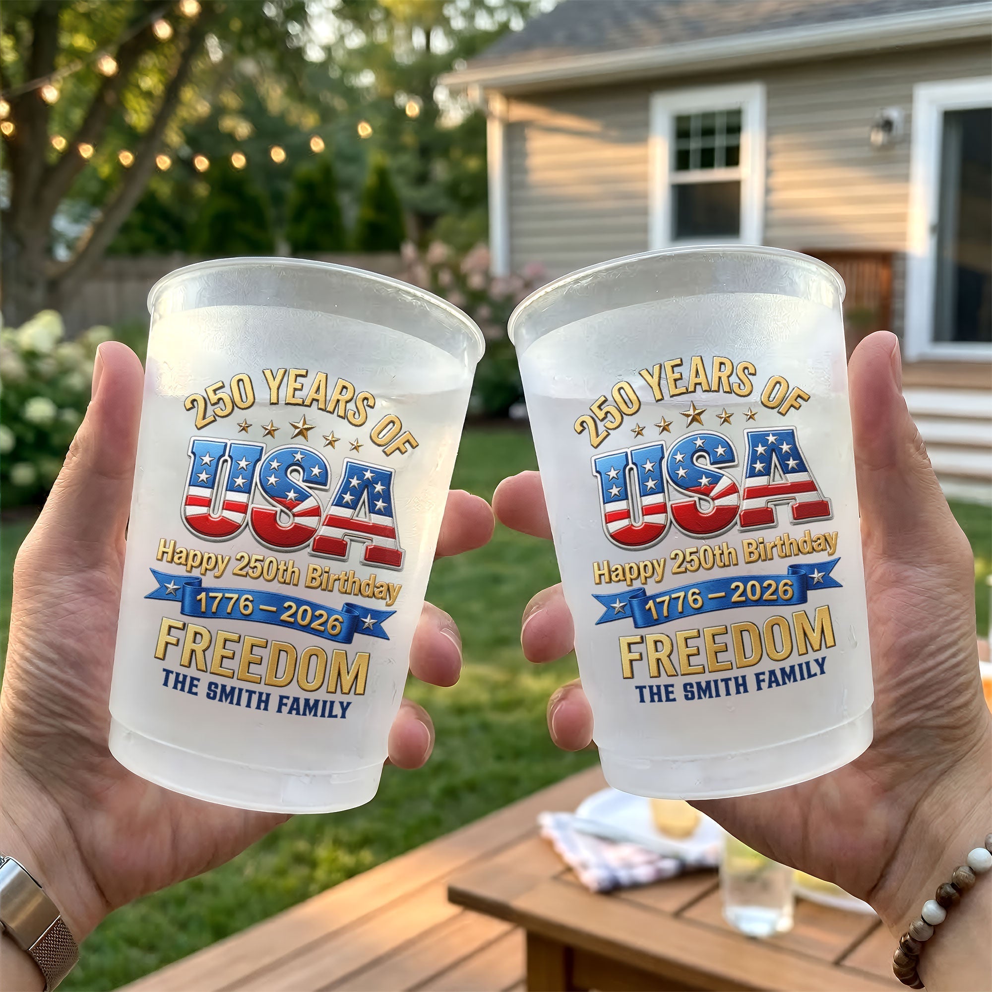 Personalized Frosted Cups American Eagle Design Gift for Family