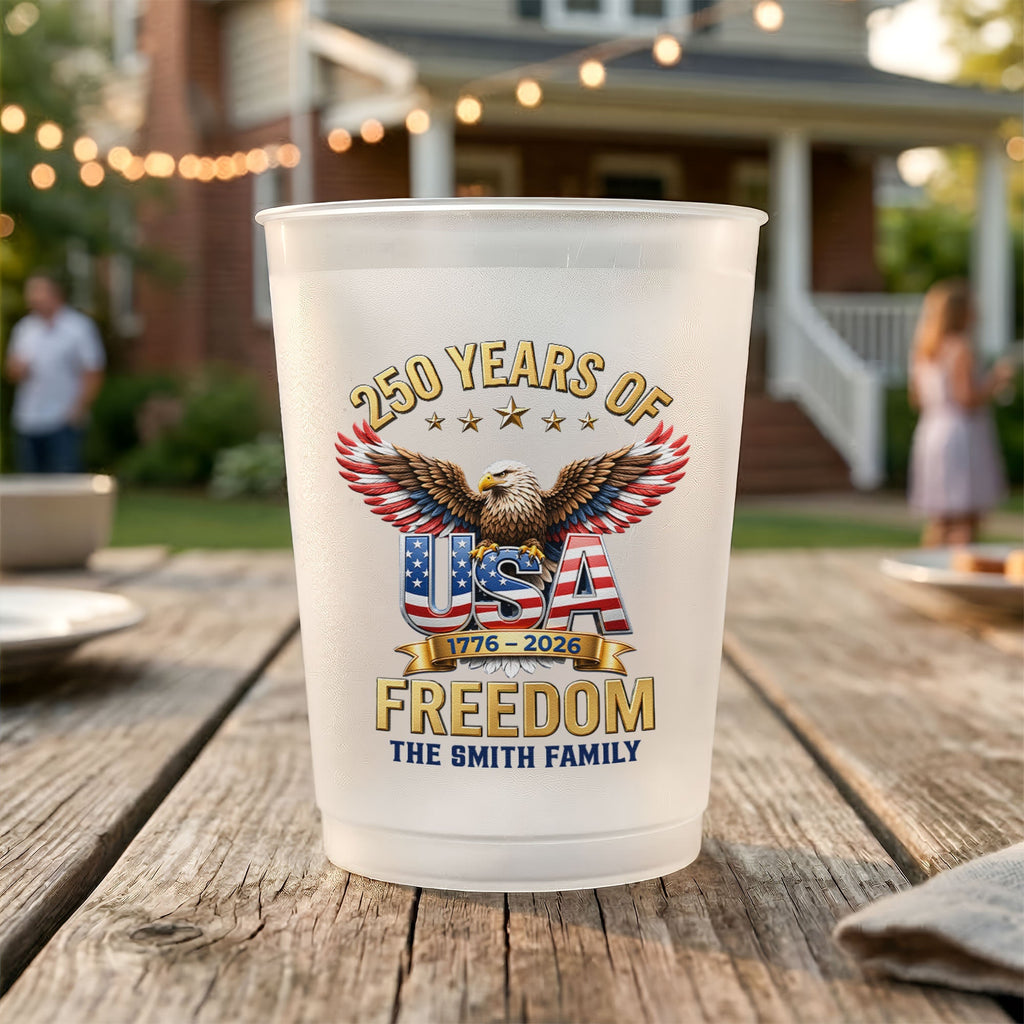 Personalized Frosted Cups American Eagle Design Gift for Family