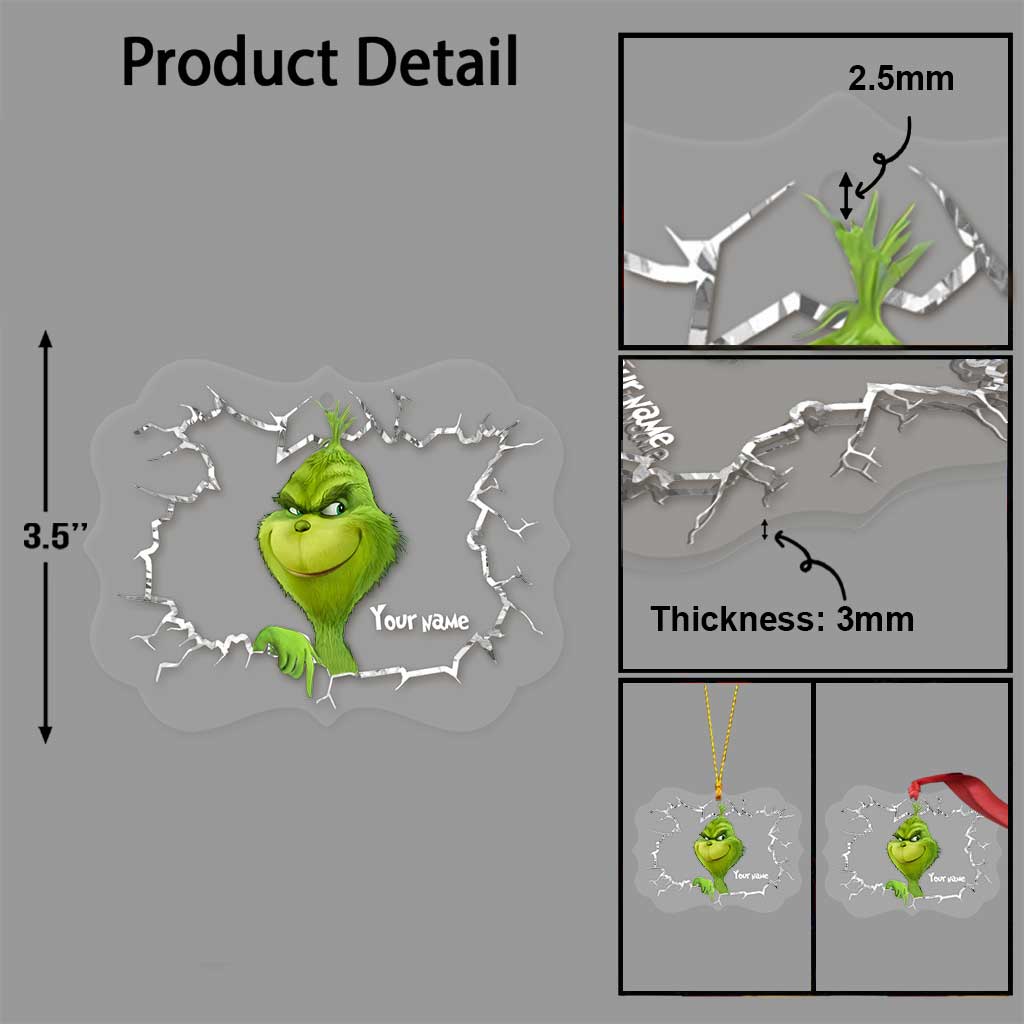 Personalized Grinchmas Ornament Custom Name Acrylic Gift for Christmas One-sided Ornament GradoCreations