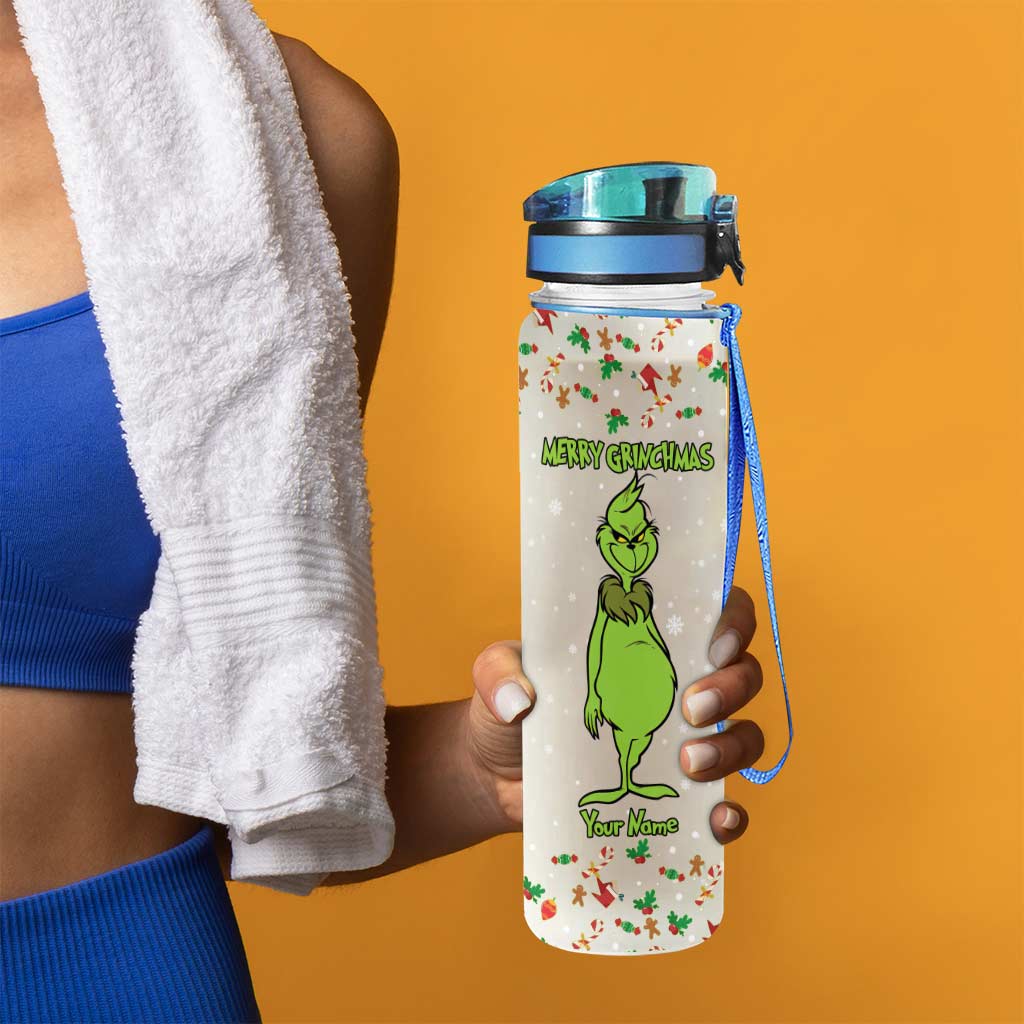 Personalized Water Tracker Bottle Merry Grinchmas Gift for Christmas Water Tracker Bottle GradoCreations