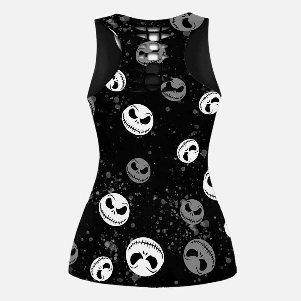 Personalized Hollow Tank Top & Leggings Set for Halloween, Custom Name Gift Hollow Tank & Leggings GradoCreations