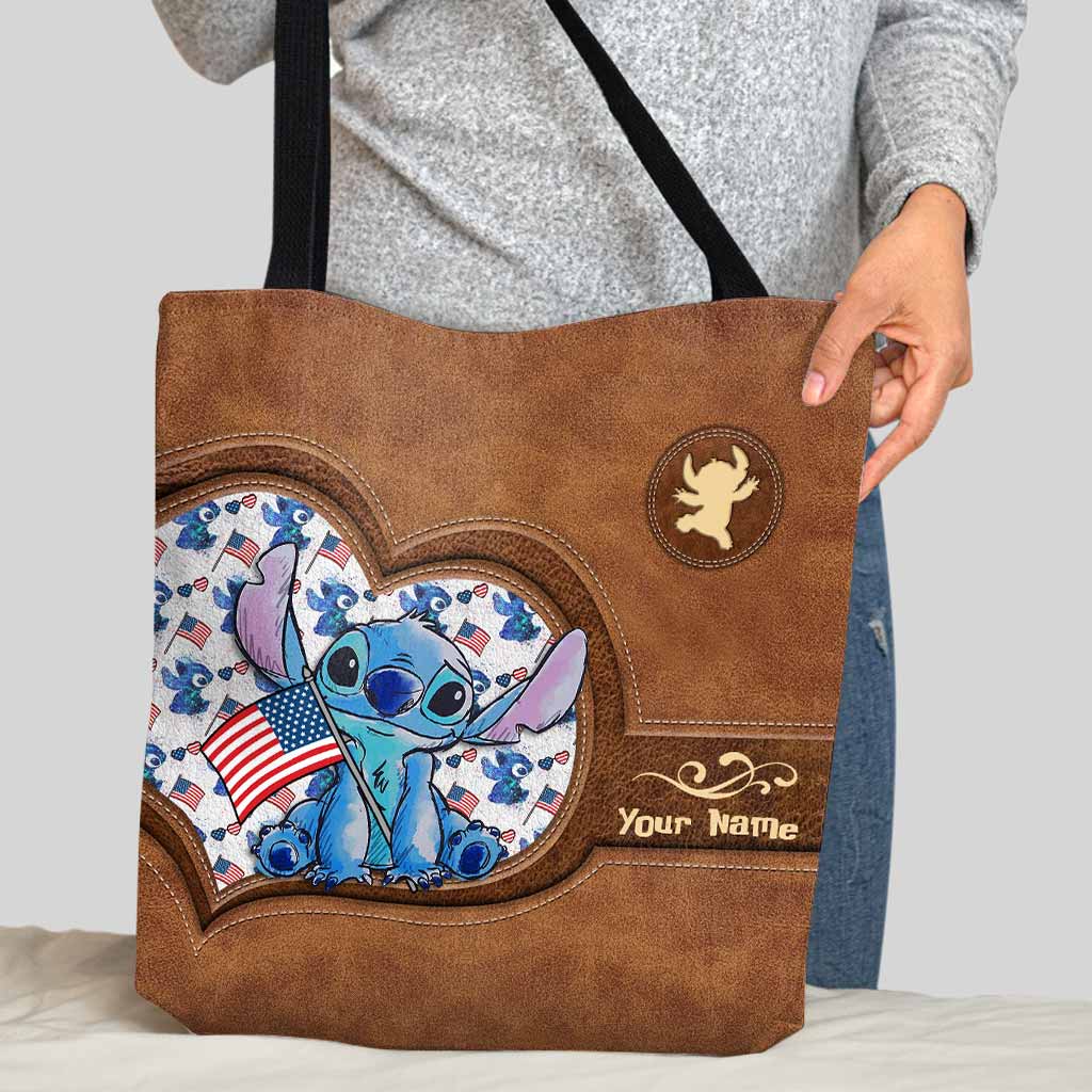 Personalized Independence Day Tote Bag with Stitch Design for Family Tote Bag GradoCreations