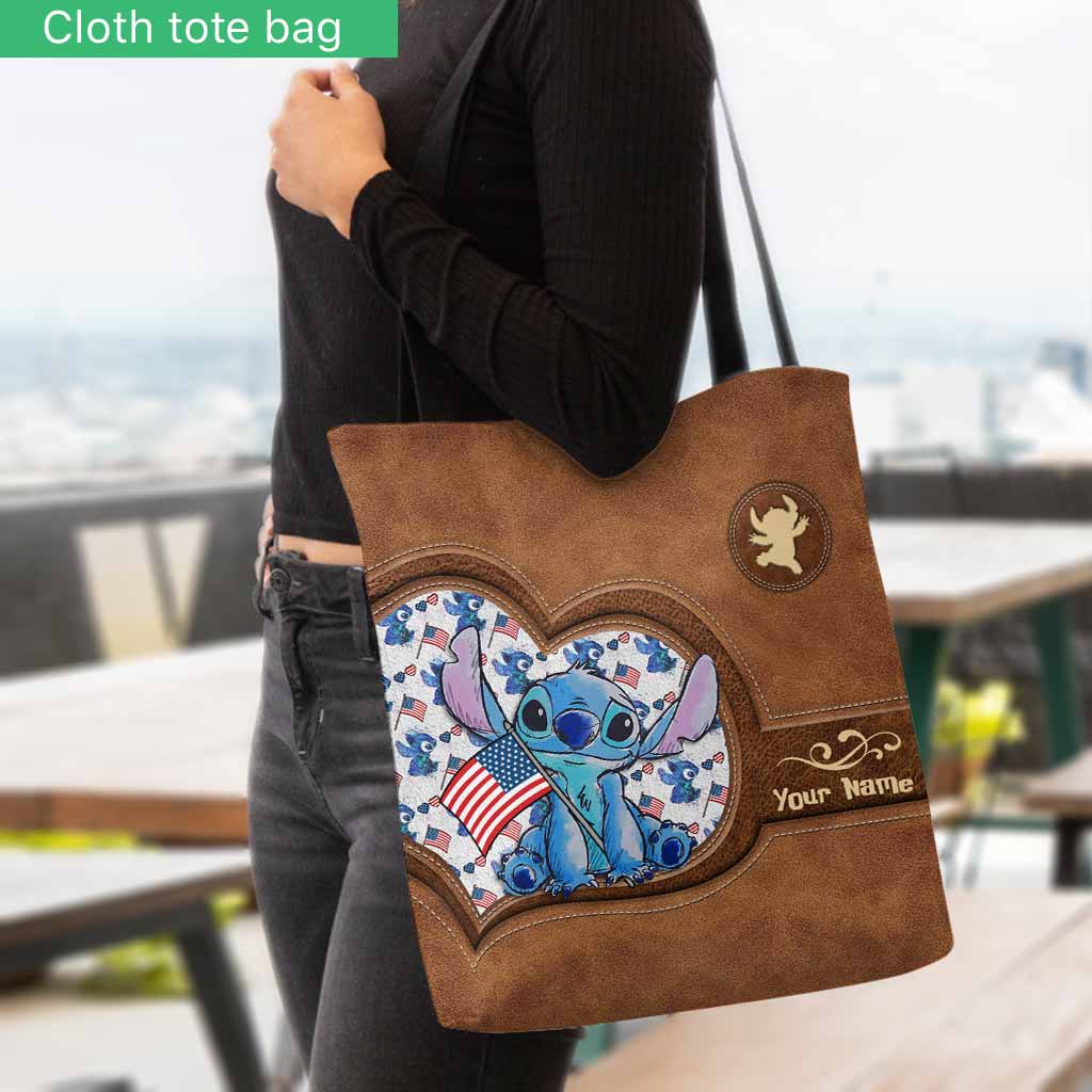 Personalized Independence Day Tote Bag with Stitch Design for Family Tote Bag GradoCreations