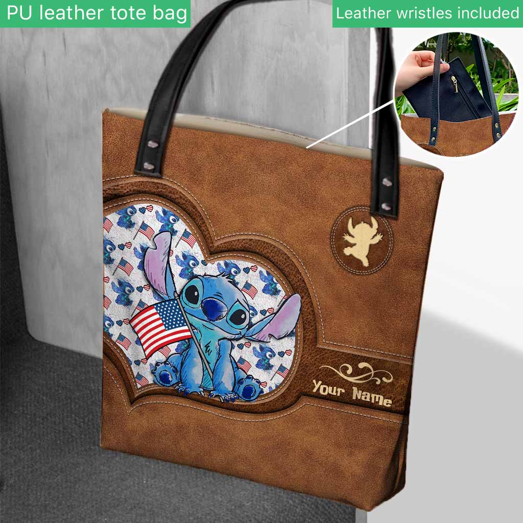 Personalized Independence Day Tote Bag with Stitch Design for Family Tote Bag GradoCreations