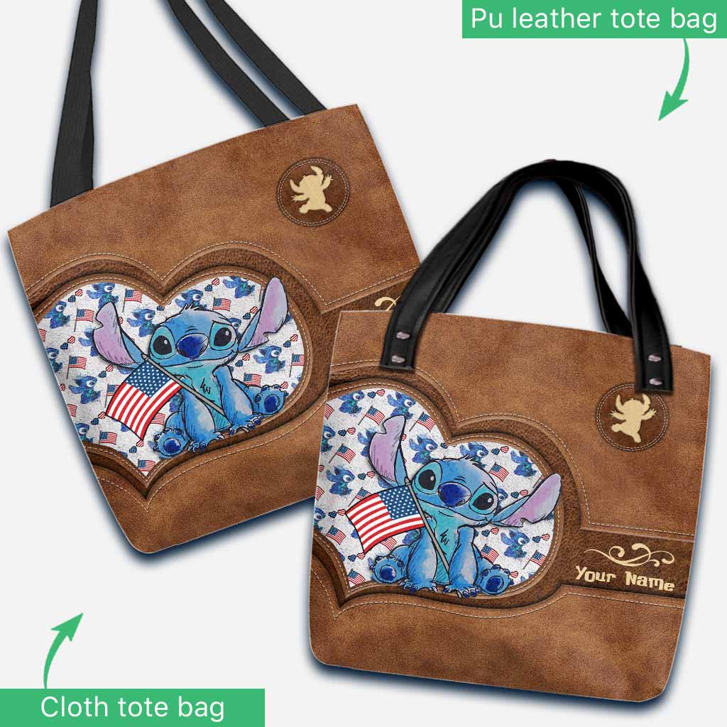 Personalized Independence Day Tote Bag with Stitch Design for Family Tote Bag GradoCreations