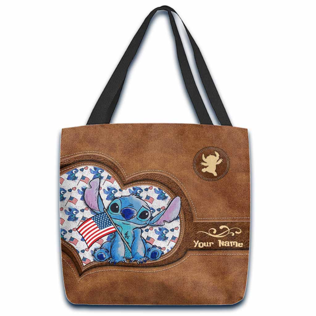 Personalized Independence Day Tote Bag with Stitch Design for Family Tote Bag GradoCreations