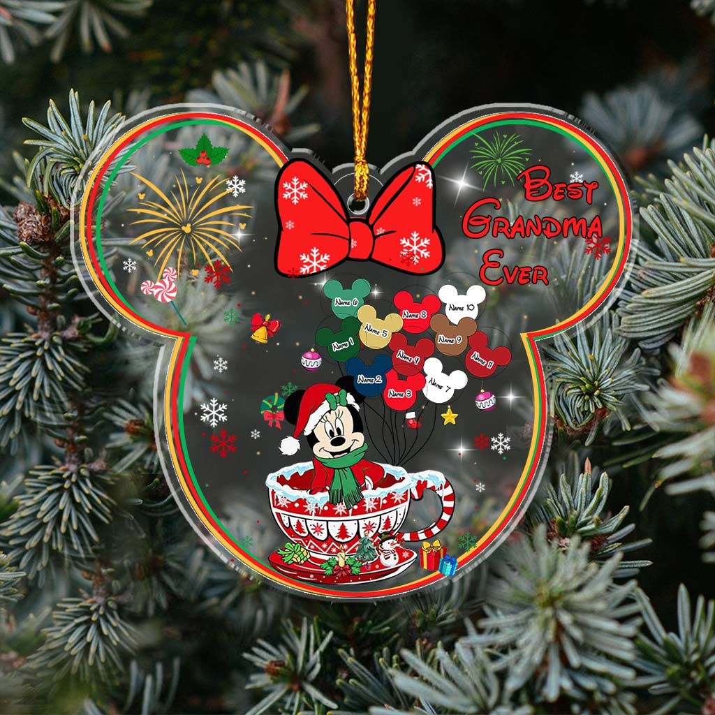 Personalized Transparent Christmas Ornament for Grandma | Custom Holiday Gift One-sided Ornament GradoCreations