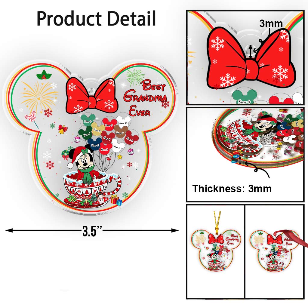 Personalized Transparent Christmas Ornament for Grandma | Custom Holiday Gift One-sided Ornament GradoCreations