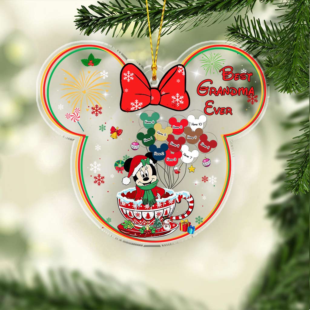Personalized Transparent Christmas Ornament for Grandma | Custom Holiday Gift One-sided Ornament GradoCreations