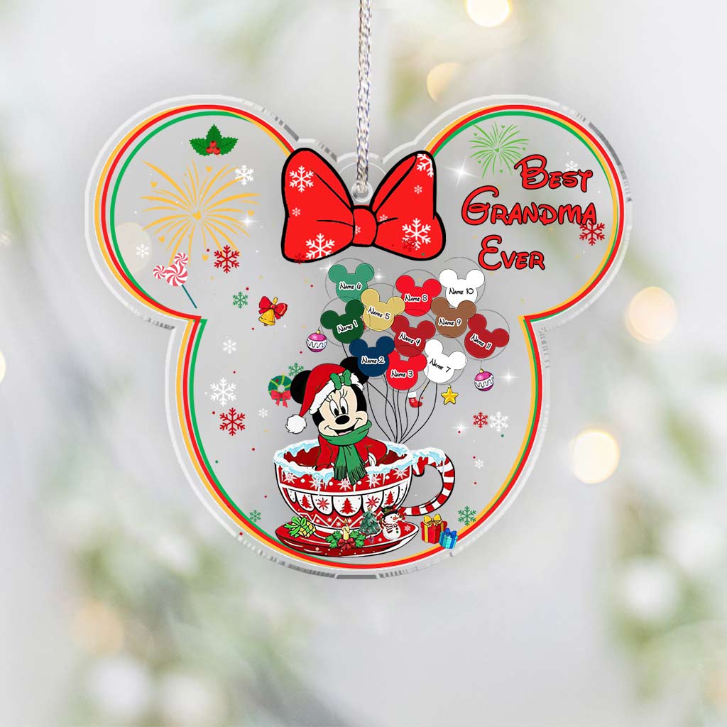 Personalized Transparent Christmas Ornament for Grandma | Custom Holiday Gift One-sided Ornament GradoCreations