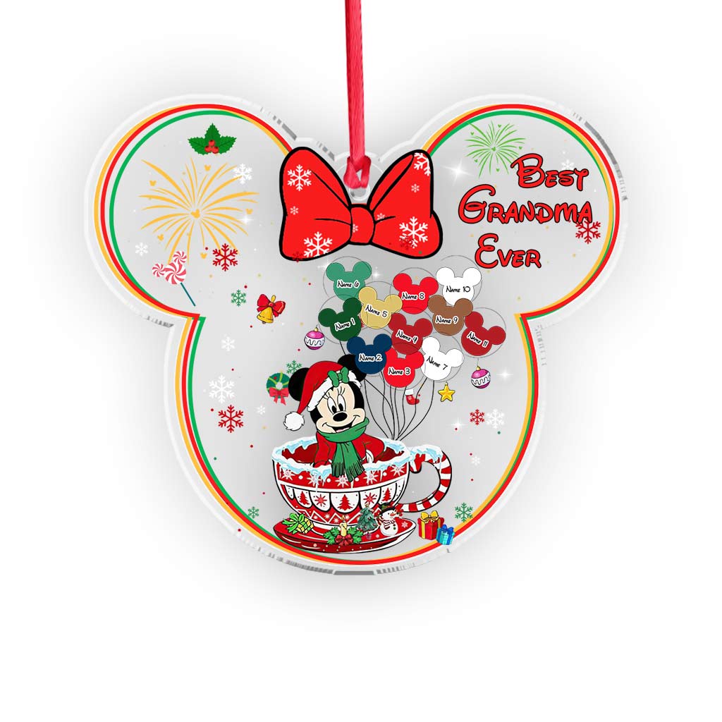 Personalized Transparent Christmas Ornament for Grandma | Custom Holiday Gift One-sided Ornament GradoCreations