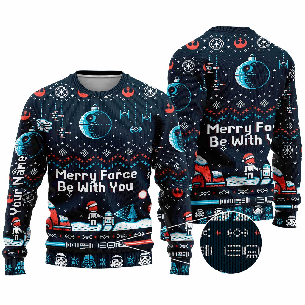 Personalized Christmas Sweater Merry Force Be With You Gift Sweater GradoCreations