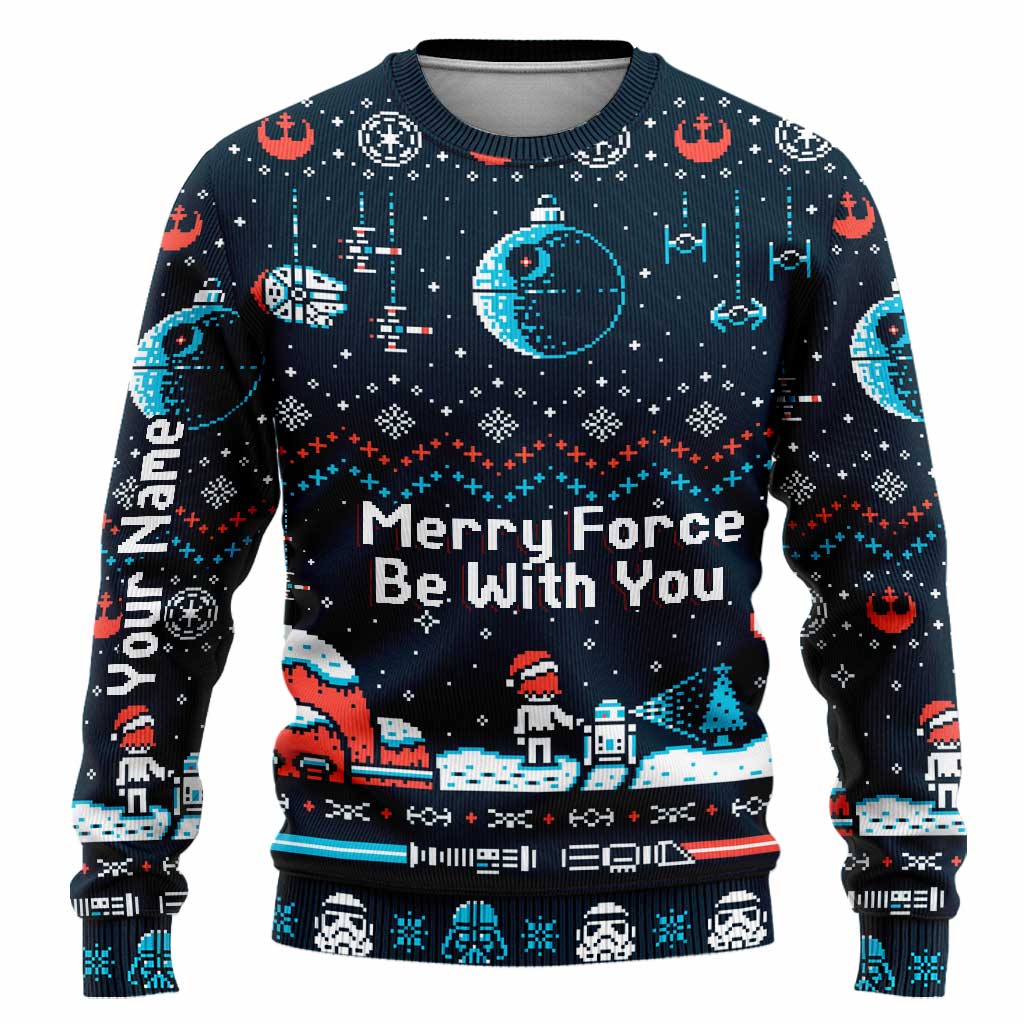 Personalized Christmas Sweater Merry Force Be With You Gift Sweater GradoCreations