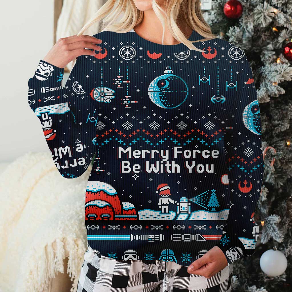 Personalized Christmas Sweater Merry Force Be With You Gift Sweater GradoCreations
