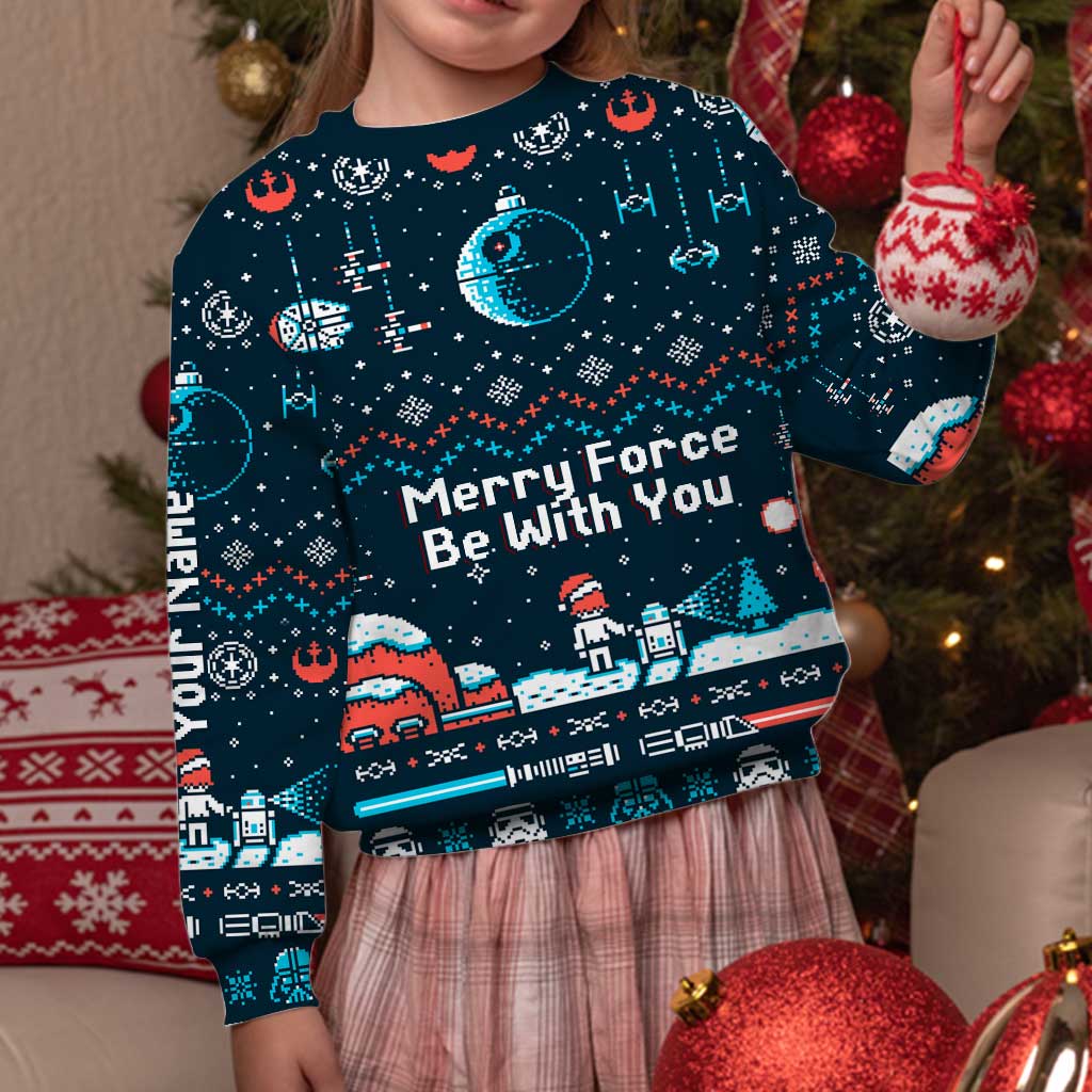 Personalized Christmas Sweater Merry Force Be With You Gift Sweater GradoCreations