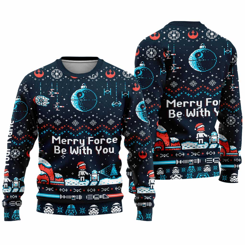 Personalized Christmas Sweater Merry Force Be With You Gift Sweater GradoCreations