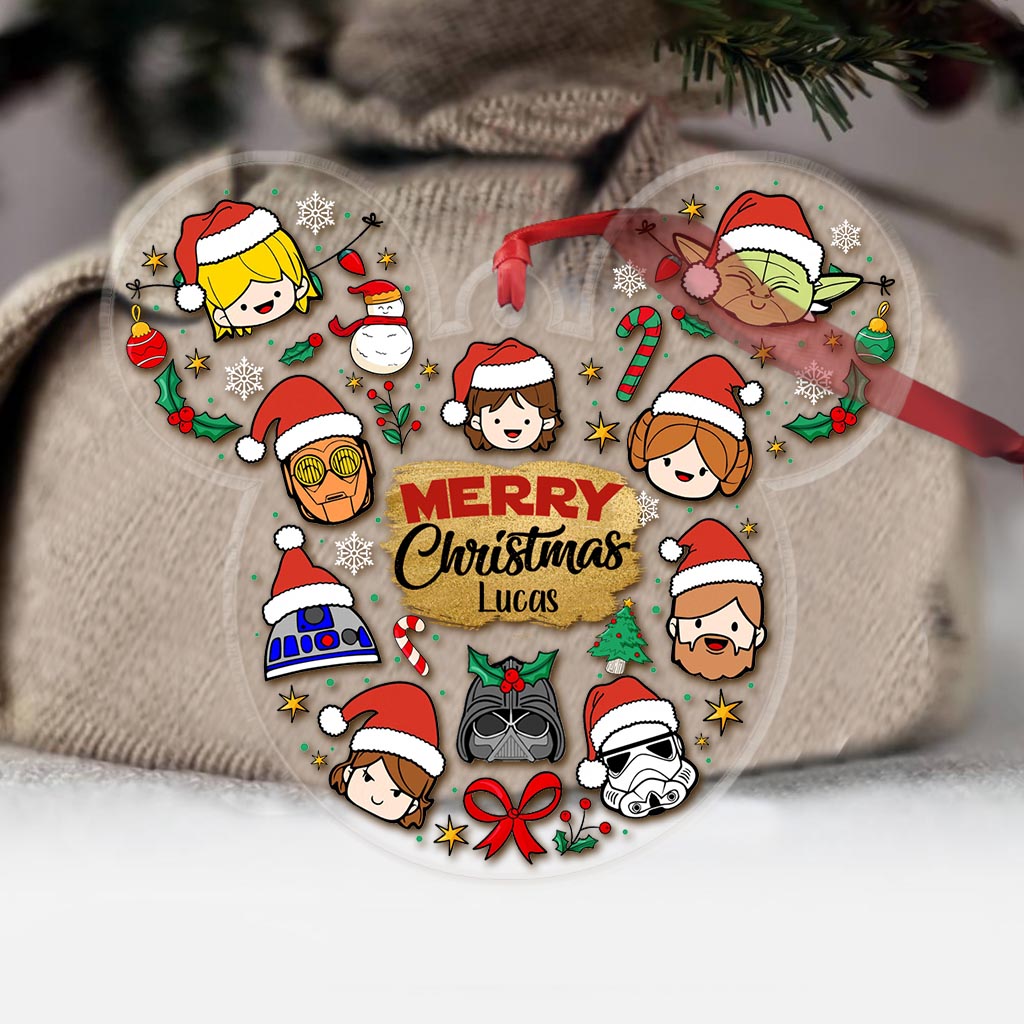 Personalized Acrylic Christmas Ornament with Star Wars Theme | Custom Name Gift Ornament GradoCreations