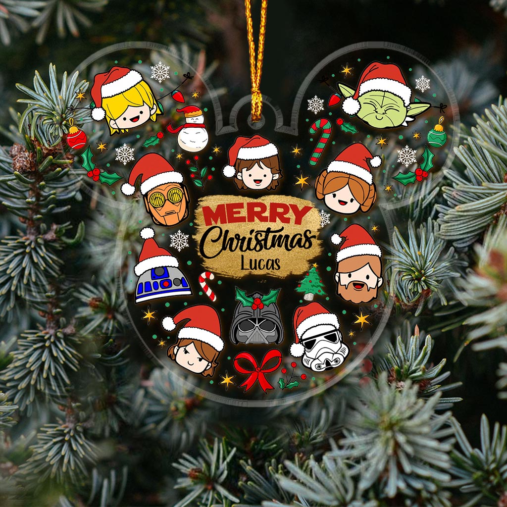 Personalized Acrylic Christmas Ornament with Star Wars Theme | Custom Name Gift Ornament GradoCreations