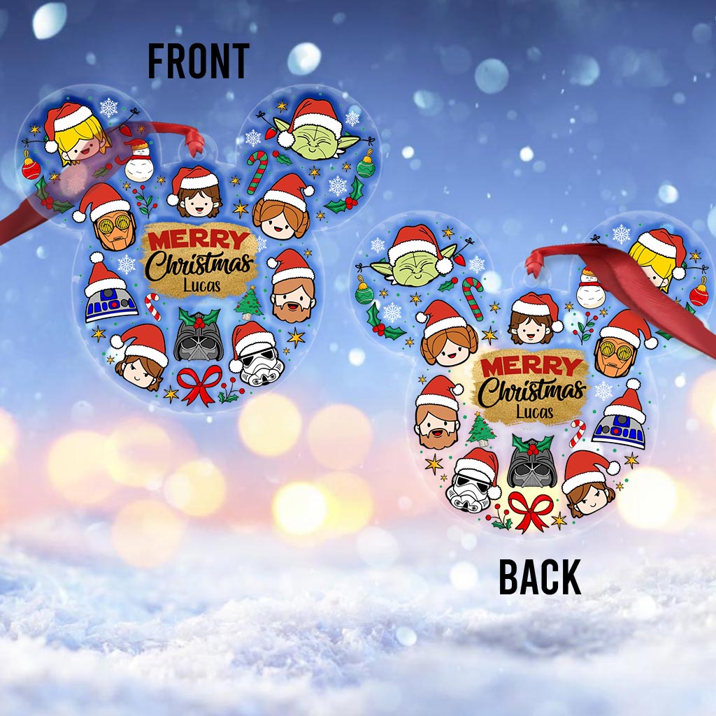 Personalized Acrylic Christmas Ornament with Star Wars Theme | Custom Name Gift Ornament GradoCreations