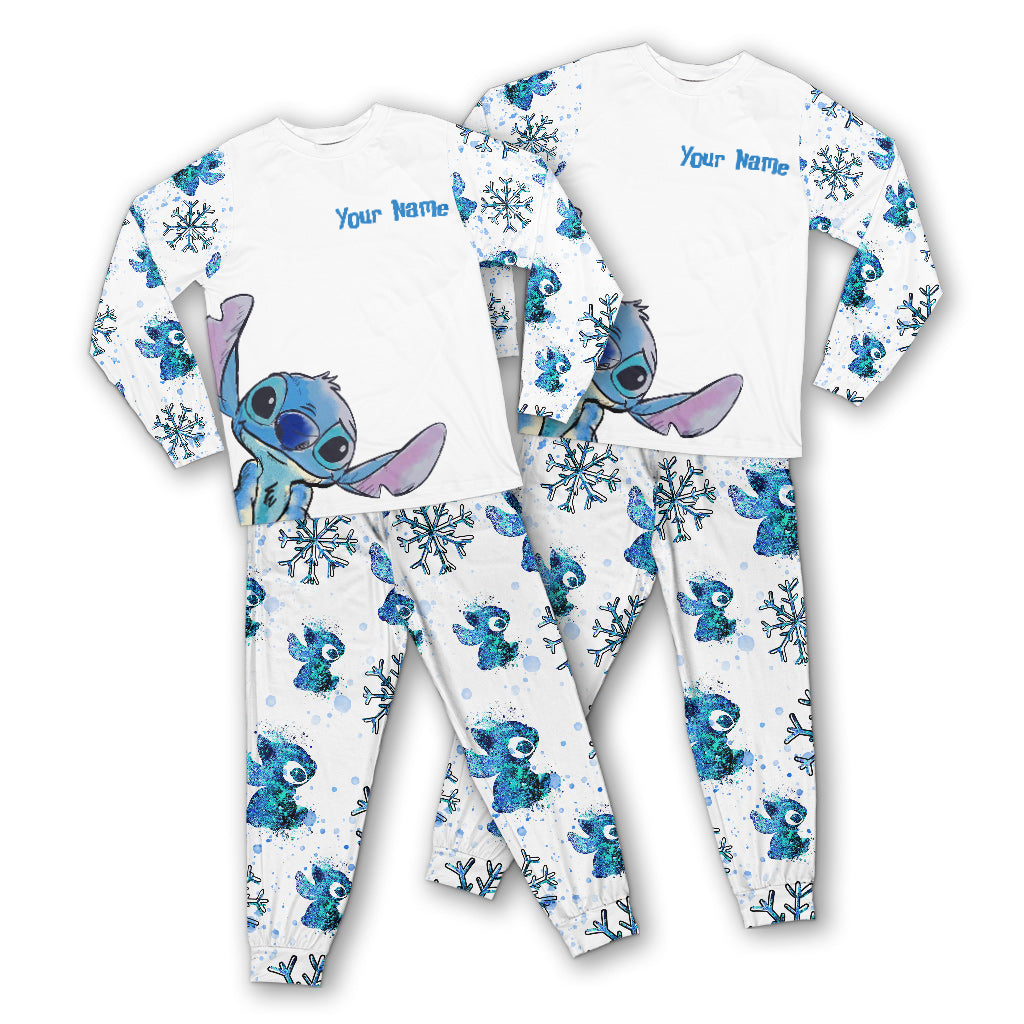 Personalized Christmas Pajama Set with Stitch Design for Family Pajamas Set GradoCreations