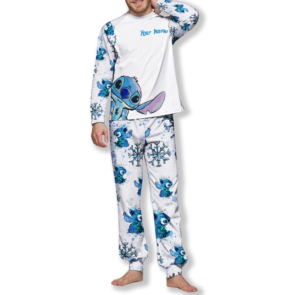 Personalized Christmas Pajama Set with Stitch Design for Family Pajamas Set GradoCreations