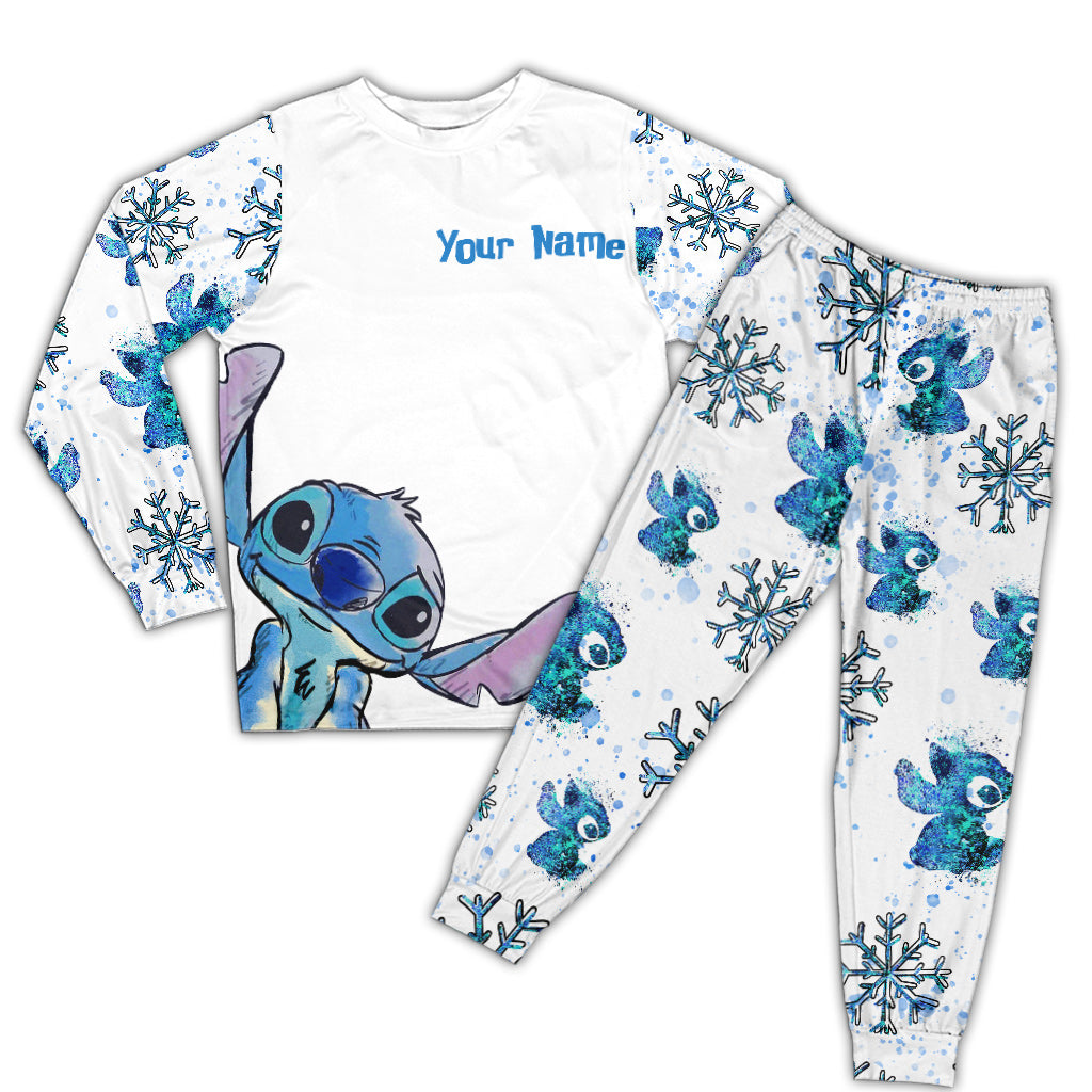 Personalized Christmas Pajama Set with Stitch Design for Family Pajamas Set GradoCreations