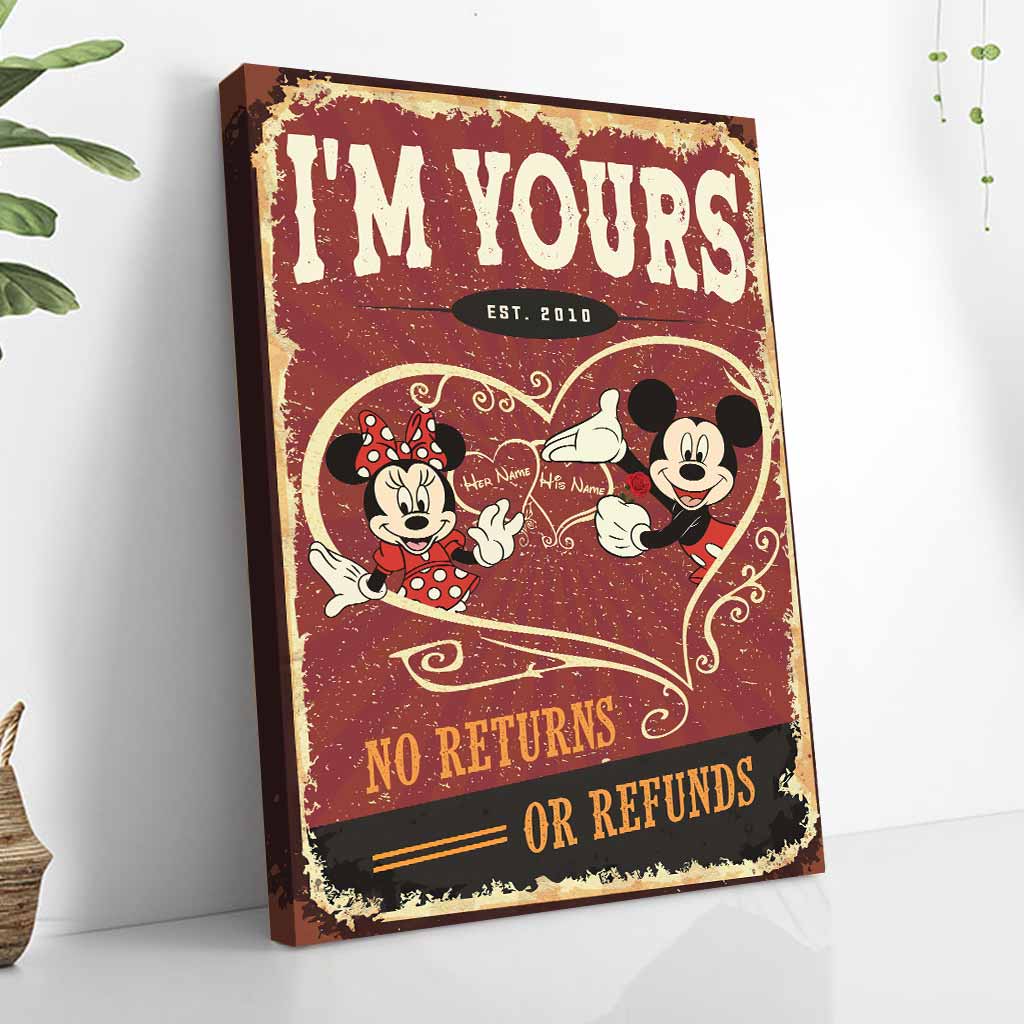 Personalized Mickey & Minnie Mouse Poster Custom Name Gift for Couple Anniversary Canvas and Poster GradoCreations