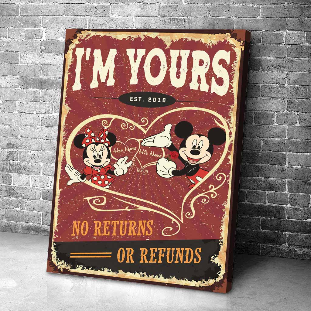 Personalized Mickey & Minnie Mouse Poster Custom Name Gift for Couple Anniversary Canvas and Poster GradoCreations