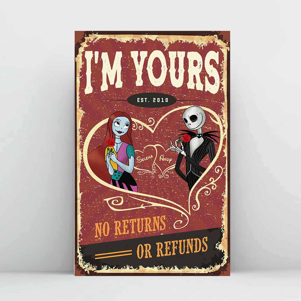 Personalized Nightmare Before Christmas Poster Custom Gift for Couples Canvas and Poster GradoCreations