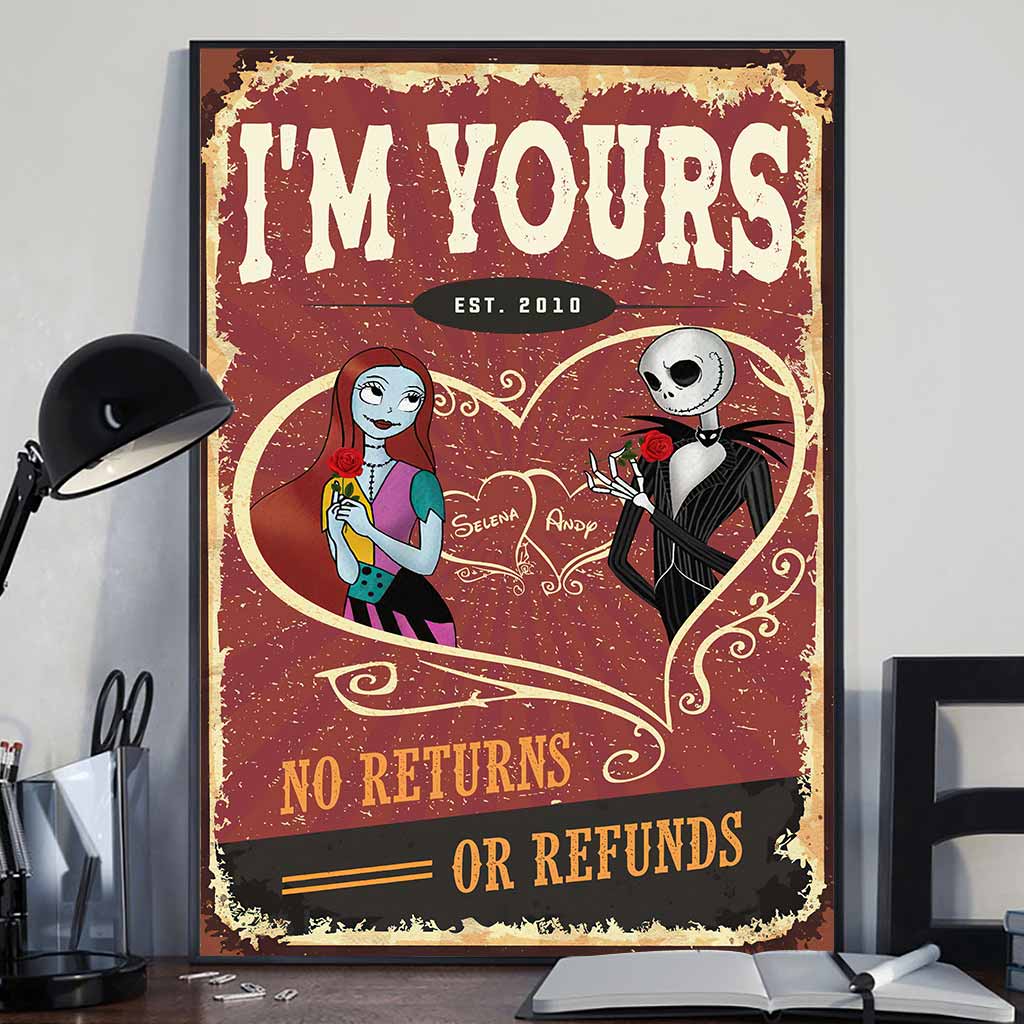 Personalized Nightmare Before Christmas Poster Custom Gift for Couples Canvas and Poster GradoCreations