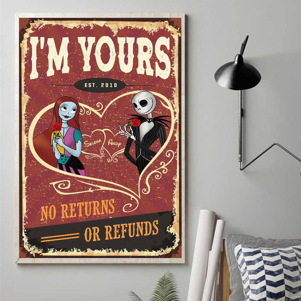Personalized Nightmare Before Christmas Poster Custom Gift for Couples Canvas and Poster GradoCreations