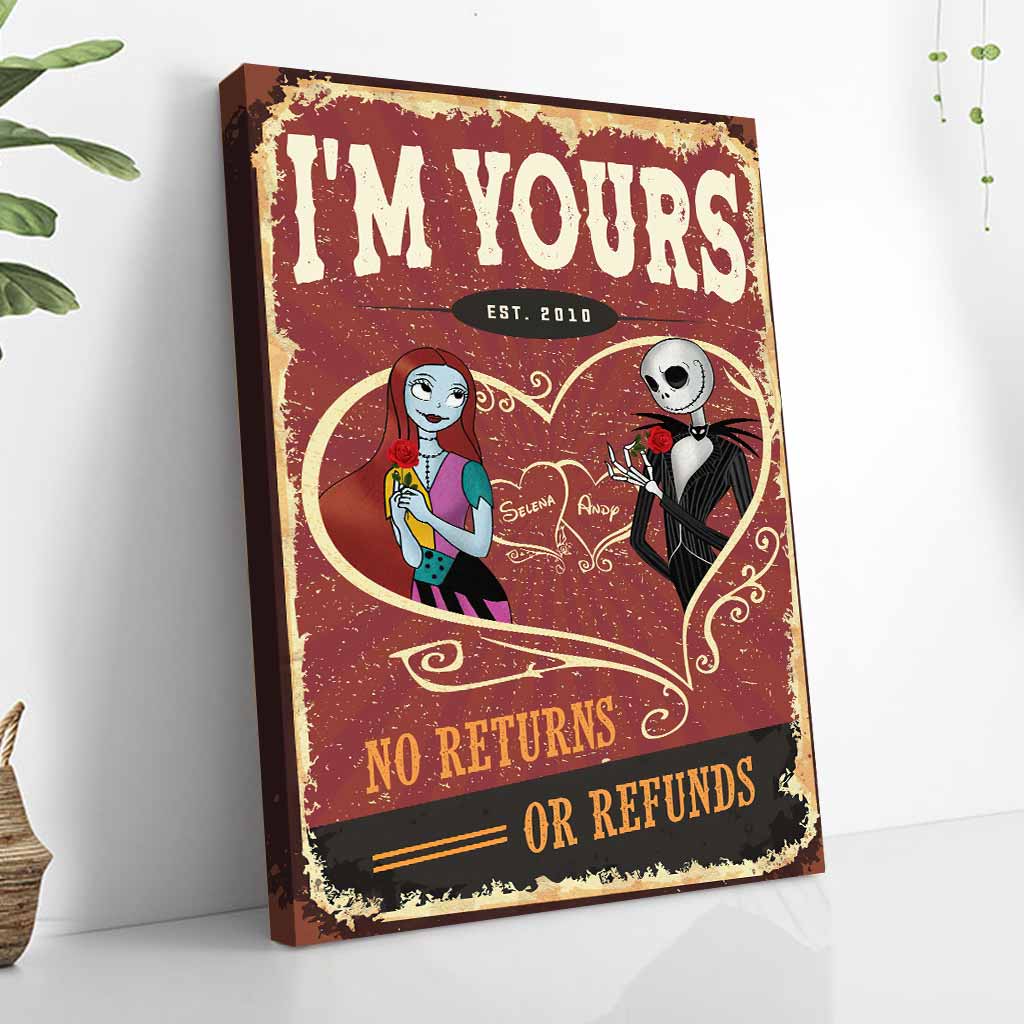 Personalized Nightmare Before Christmas Poster Custom Gift for Couples Canvas and Poster GradoCreations