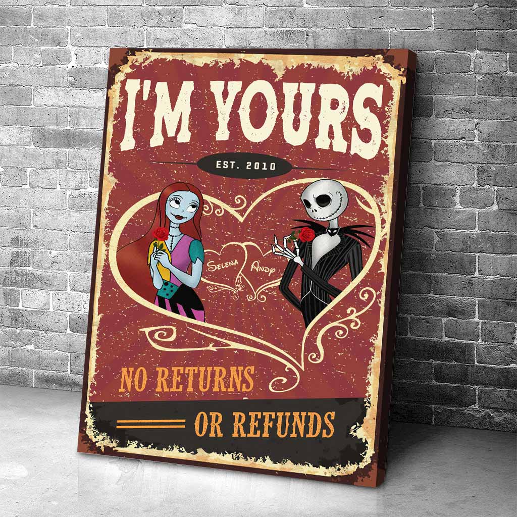 Personalized Nightmare Before Christmas Poster Custom Gift for Couples Canvas and Poster GradoCreations