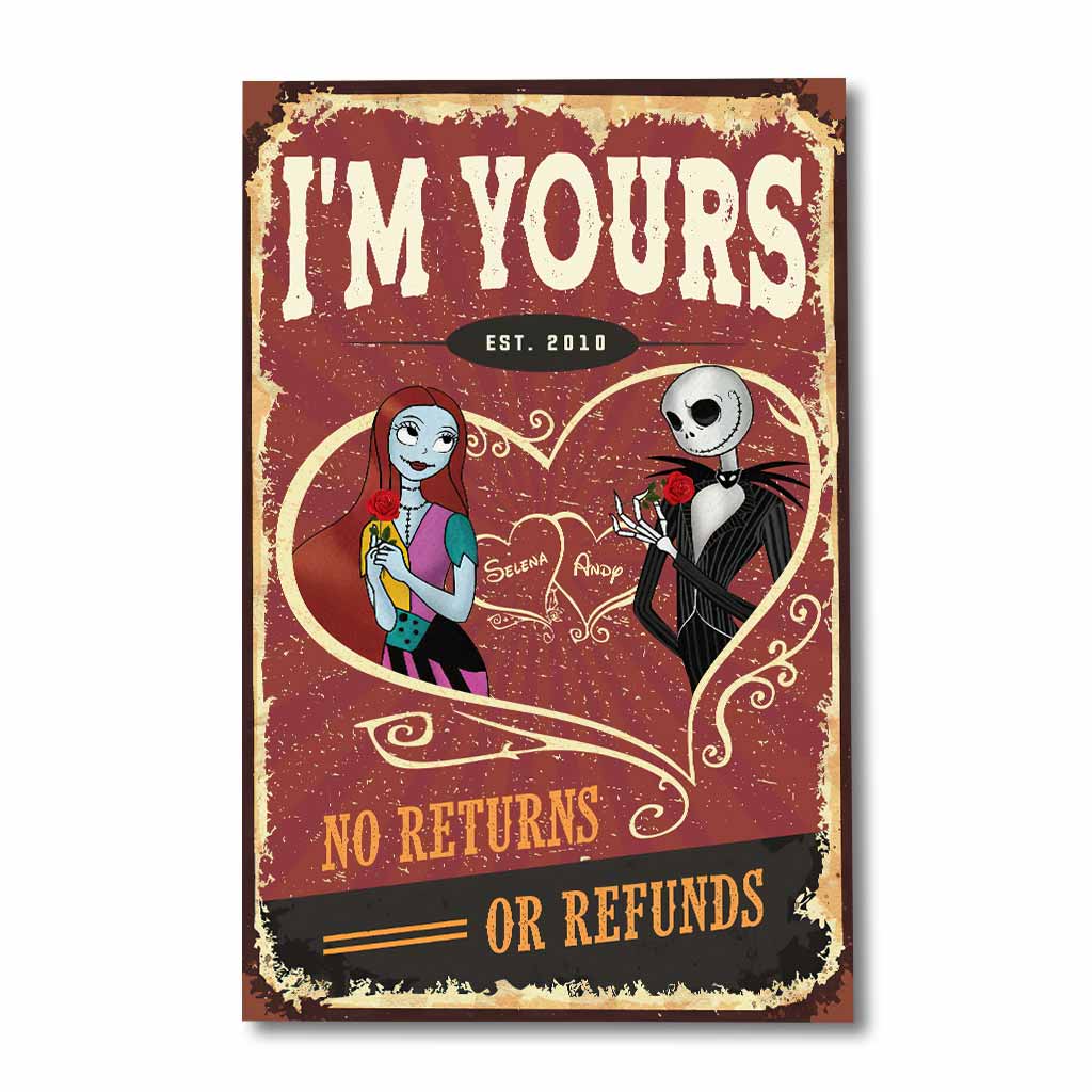 Personalized Nightmare Before Christmas Poster Custom Gift for Couples Canvas and Poster GradoCreations