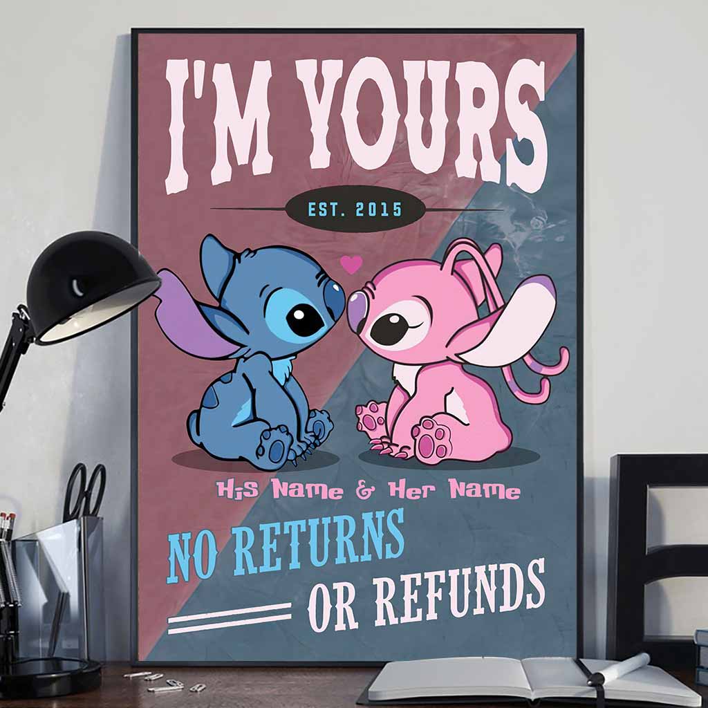 Personalized Couples Poster Custom Name No Returns Gift for Anniversary Canvas and Poster GradoCreations