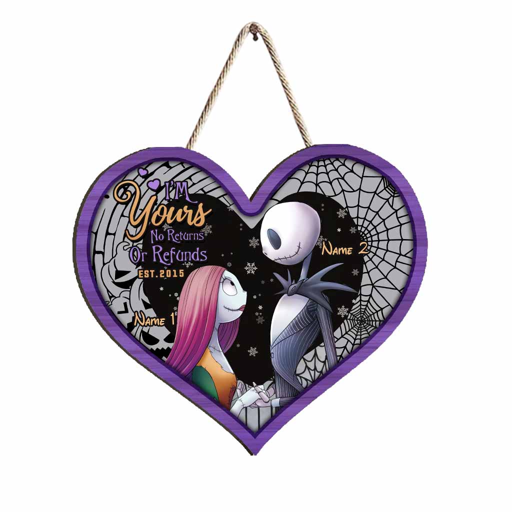 Personalized Nightmare Before Christmas Wood Sign Gift for Couple Wood Sign GradoCreations