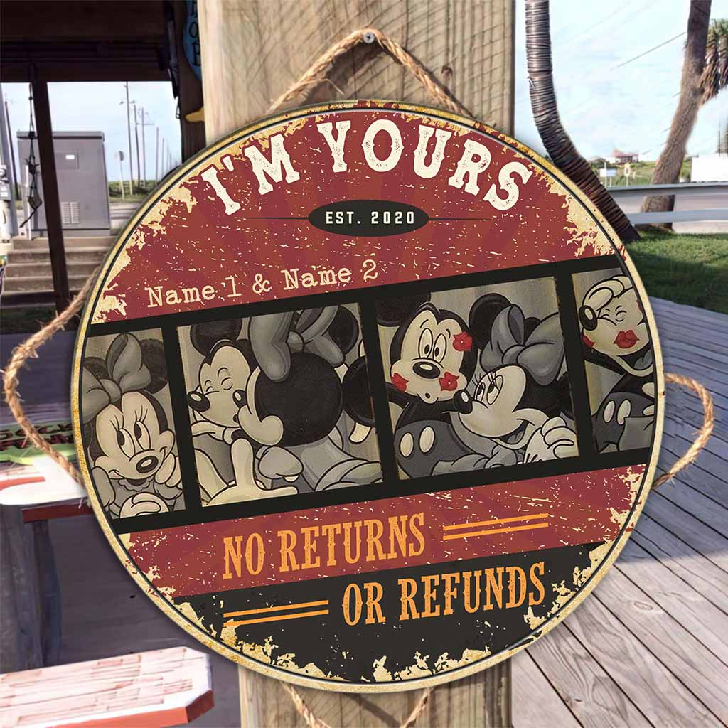 Personalized Couple Round Wood Sign Custom Names Home Decor Round Wood Sign GradoCreations