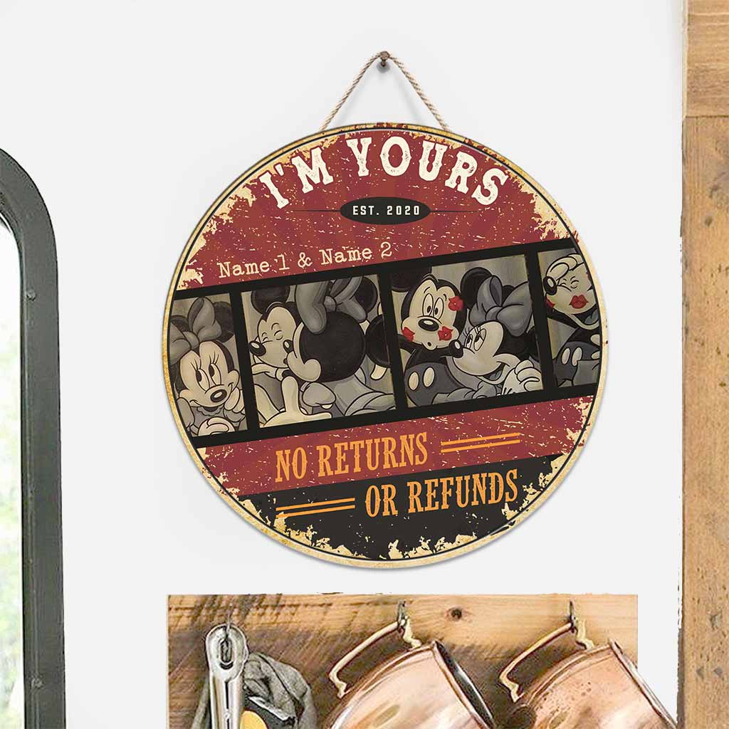 Personalized Couple Round Wood Sign Custom Names Home Decor Round Wood Sign GradoCreations