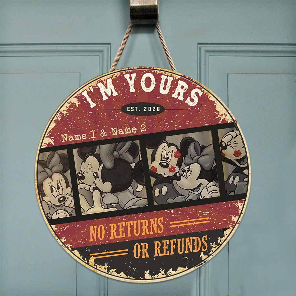 Personalized Couple Round Wood Sign Custom Names Home Decor Round Wood Sign GradoCreations