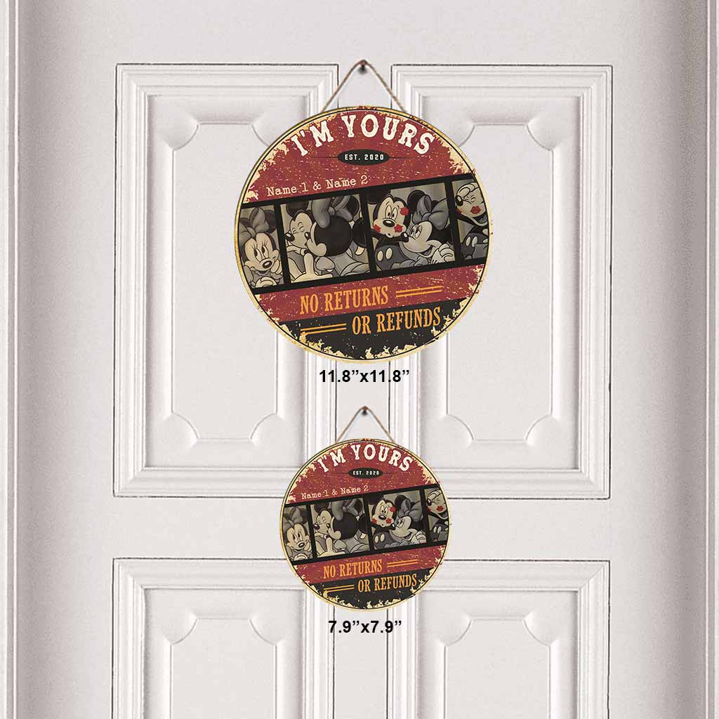 Personalized Couple Round Wood Sign Custom Names Home Decor Round Wood Sign GradoCreations