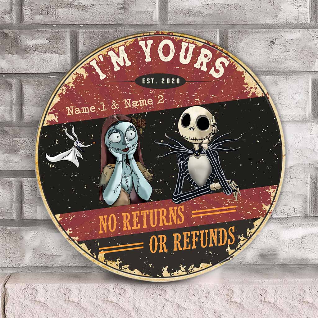 Personalized Round Wood Sign Unique Couple Gift No Returns Round Wood Sign GradoCreations