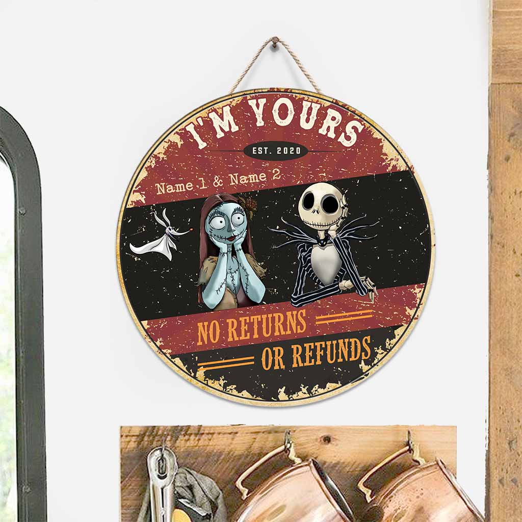 Personalized Round Wood Sign Unique Couple Gift No Returns Round Wood Sign GradoCreations