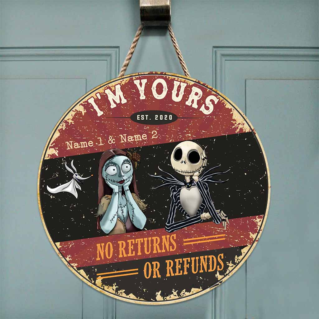 Personalized Round Wood Sign Unique Couple Gift No Returns Round Wood Sign GradoCreations