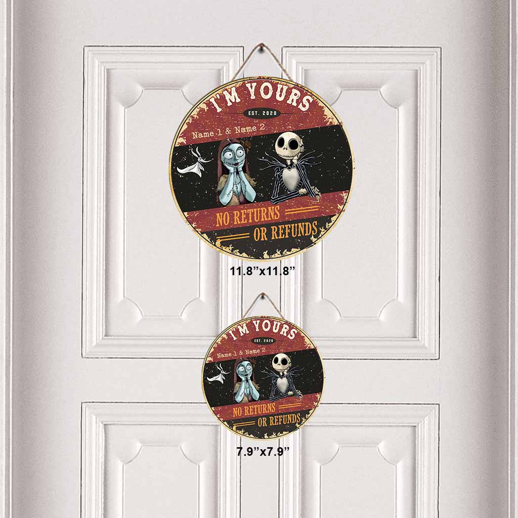 Personalized Round Wood Sign Unique Couple Gift No Returns Round Wood Sign GradoCreations
