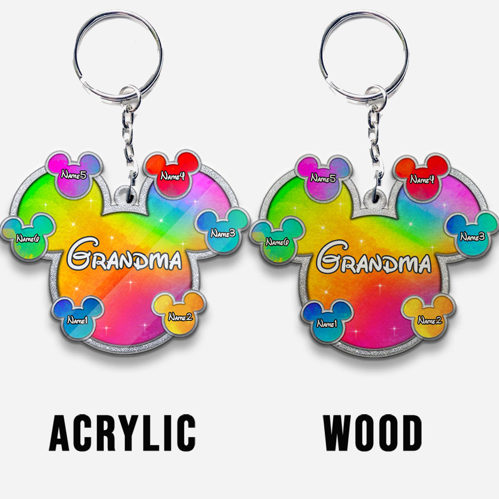 Personalized Grandma Keychain Custom Design Acrylic Gift Keychain GradoCreations