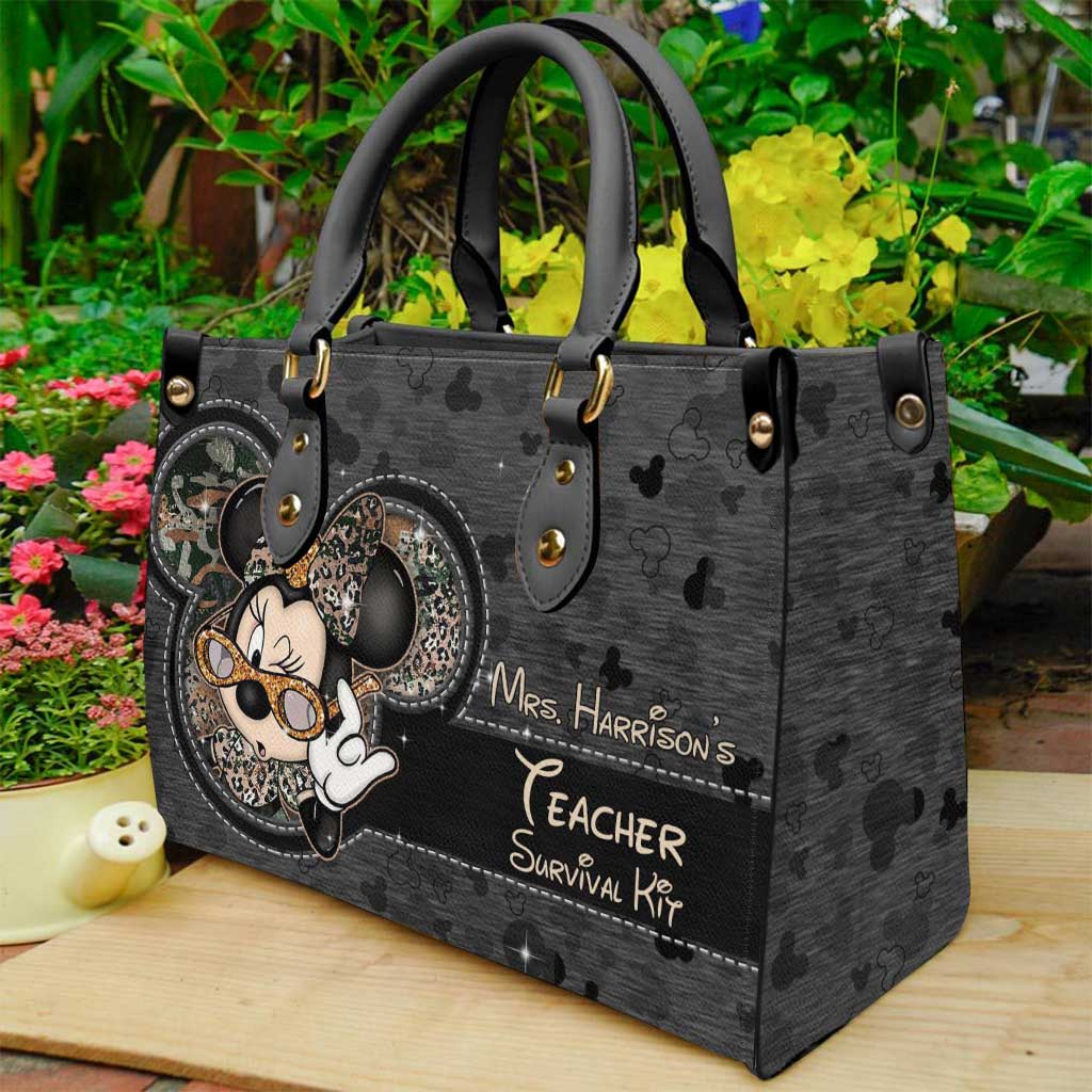 Personalized Leather Handbag Teacher Survival Kit Gift for Women Leather Handbag GradoCreations