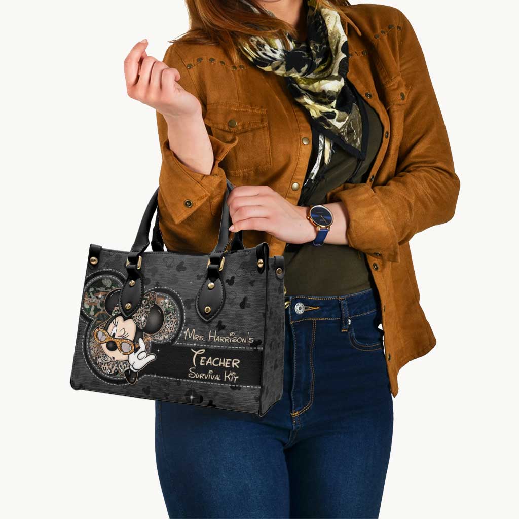 Personalized Leather Handbag Teacher Survival Kit Gift for Women Leather Handbag GradoCreations