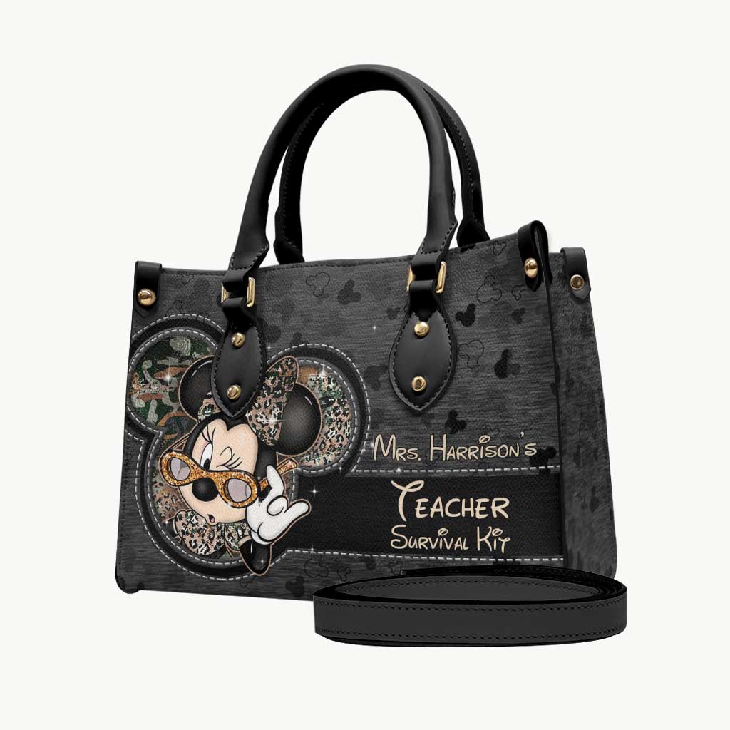 Personalized Leather Handbag Teacher Survival Kit Gift for Women Leather Handbag GradoCreations