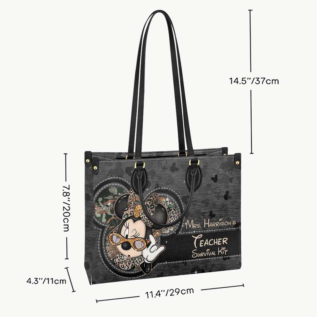Personalized Leather Handbag Teacher Survival Kit Gift for Women Leather Handbag GradoCreations